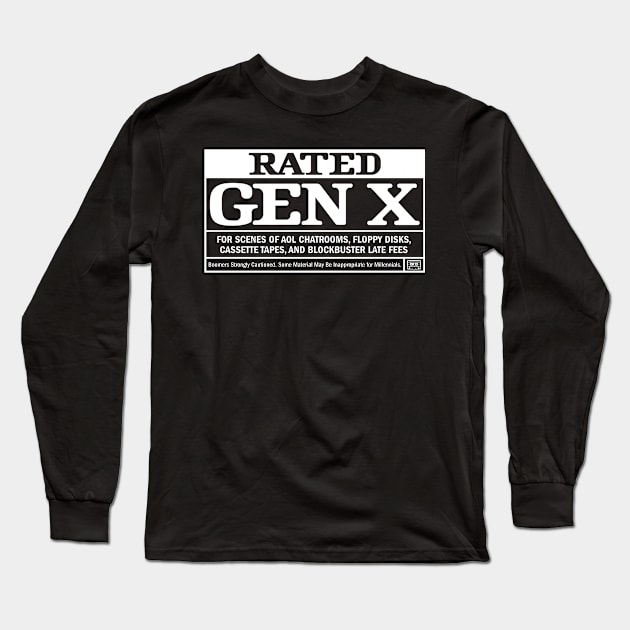 Rated Gen X: Retro Nostalgia - AOL Chatroom & Blockbuster Late Fees Long Sleeve T-Shirt by Iron Ox Graphics